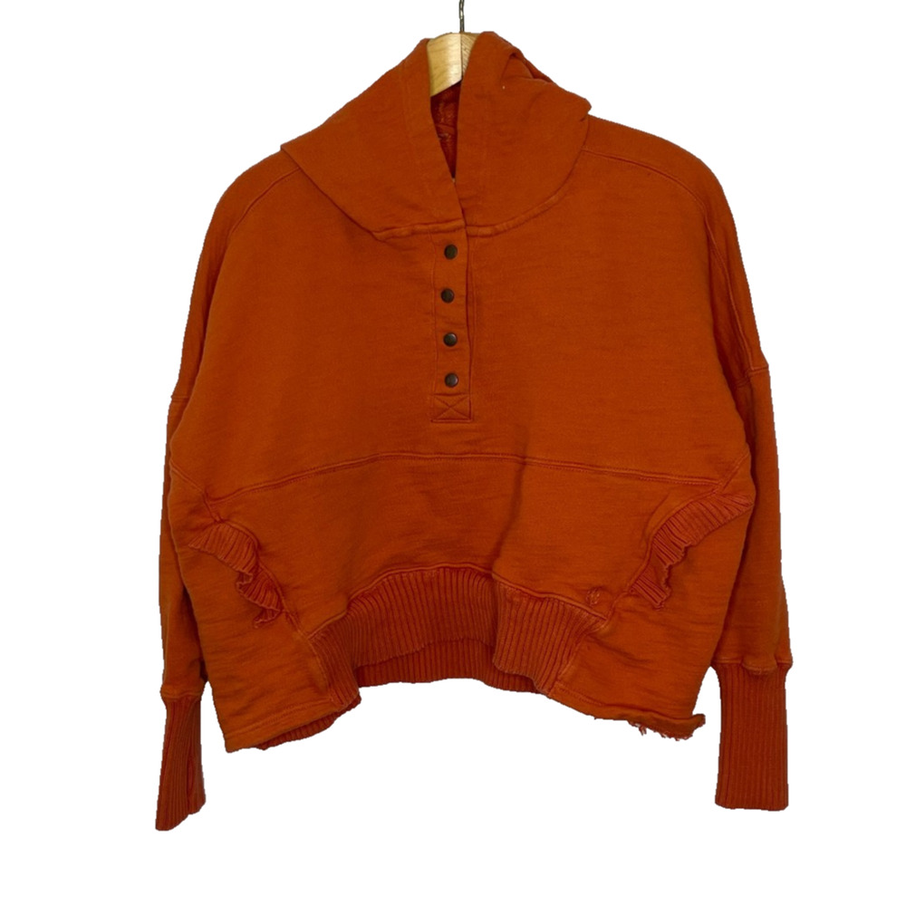Women's XS Free People Movement Honey Dove Orange Cotton Pullover Sweatshirt